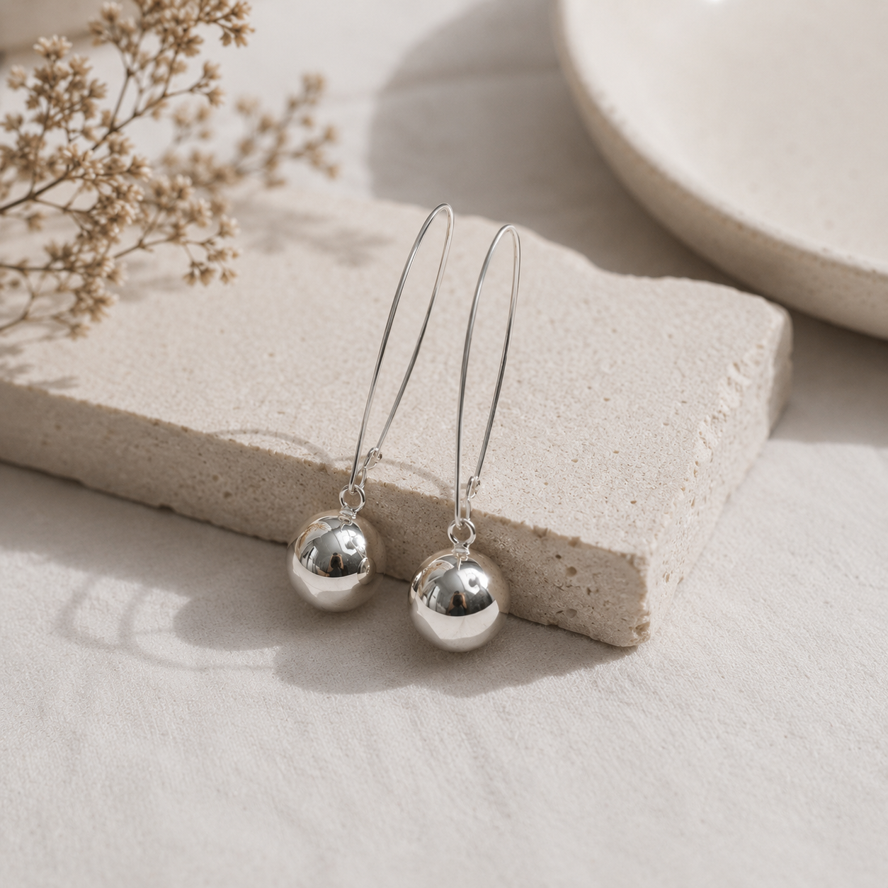 Sterling Silver Ball Drop Earrings