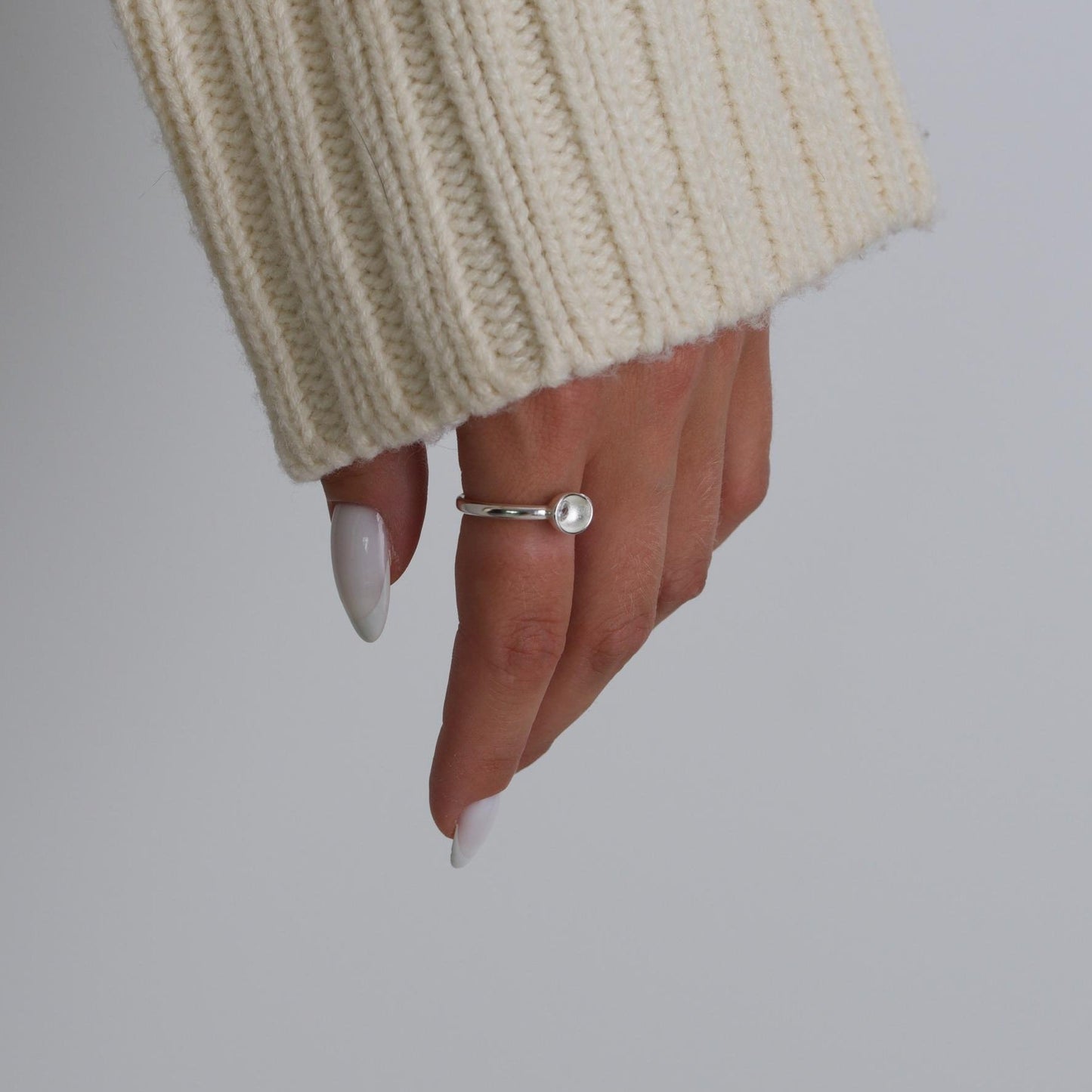 Sterling Silver Orbit Onyx Adjustable Ring
