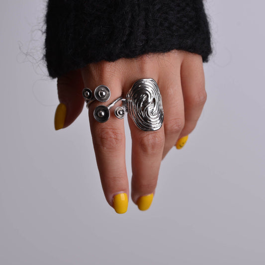 Unique Geometric Silver Chunky Rings