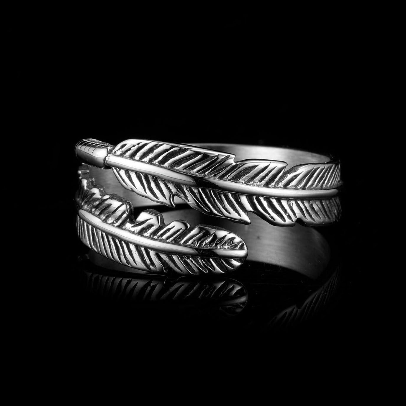 Silver Feather Adjustable Ring