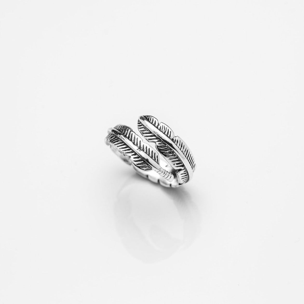 Silver Feather Adjustable Ring