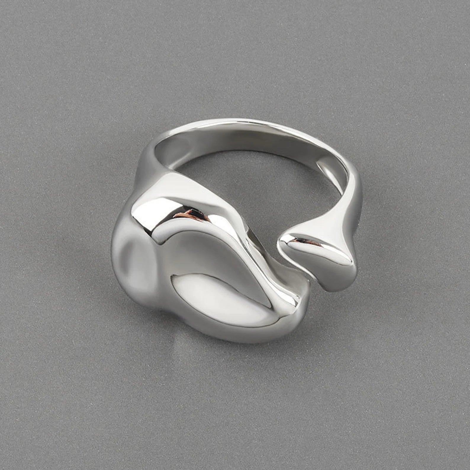 Chunky Ring for Women, Irregular Silver Ring Set